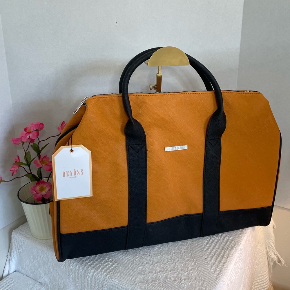 Benoss Caramel‎ and Black Duffle Bag**NWT**